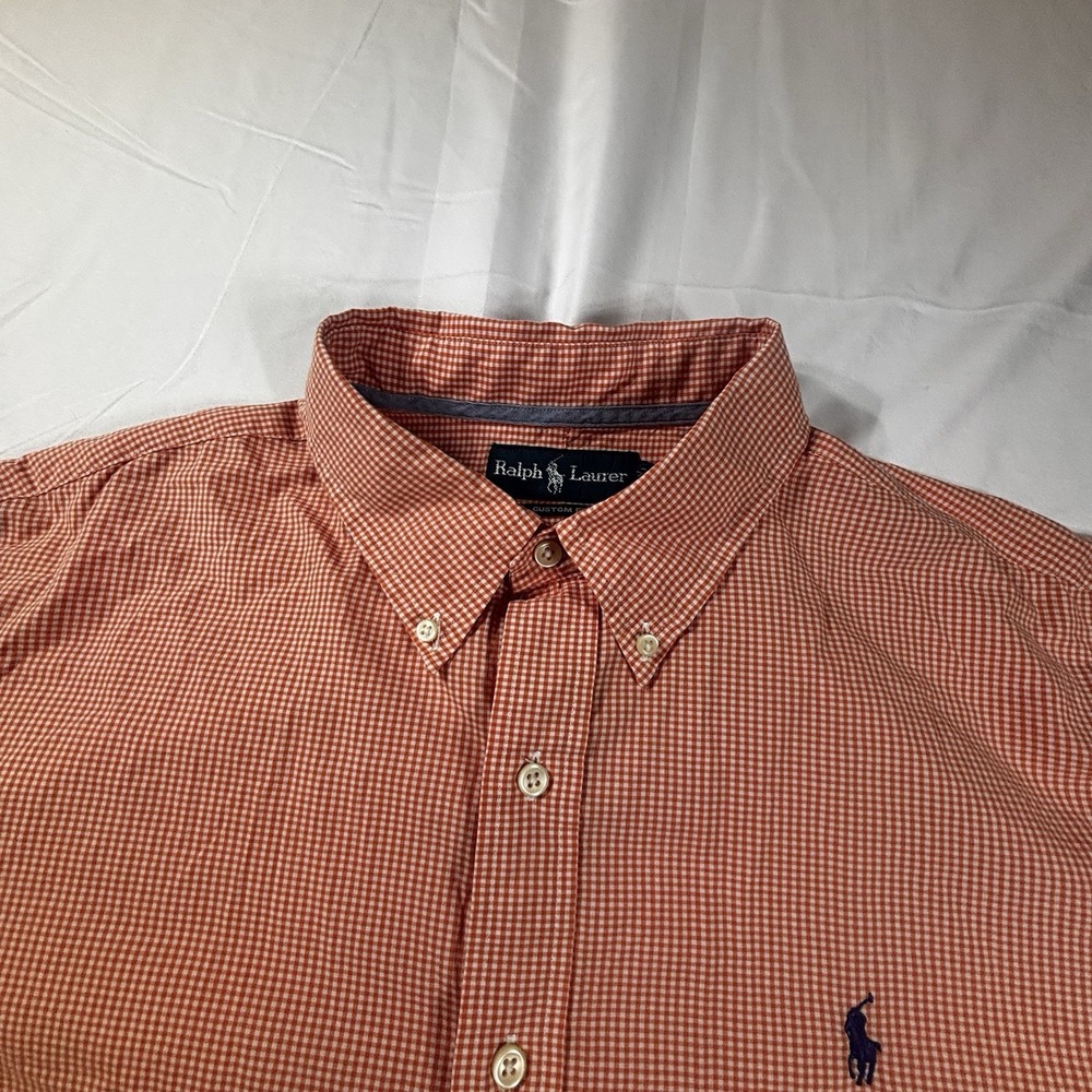 RALPH LAUREN Shirt Men 2XL Gingham Check Custom Fit Button Up Long Sleeve Cotton - Picture 4 of 10